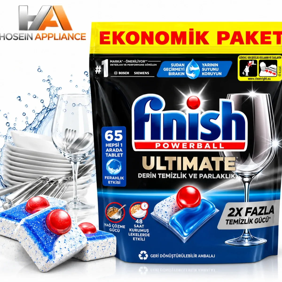 قرص ماشین ظرفشویی فینیش مدل التیمیت Ultimate x2 بسته 65 عددی