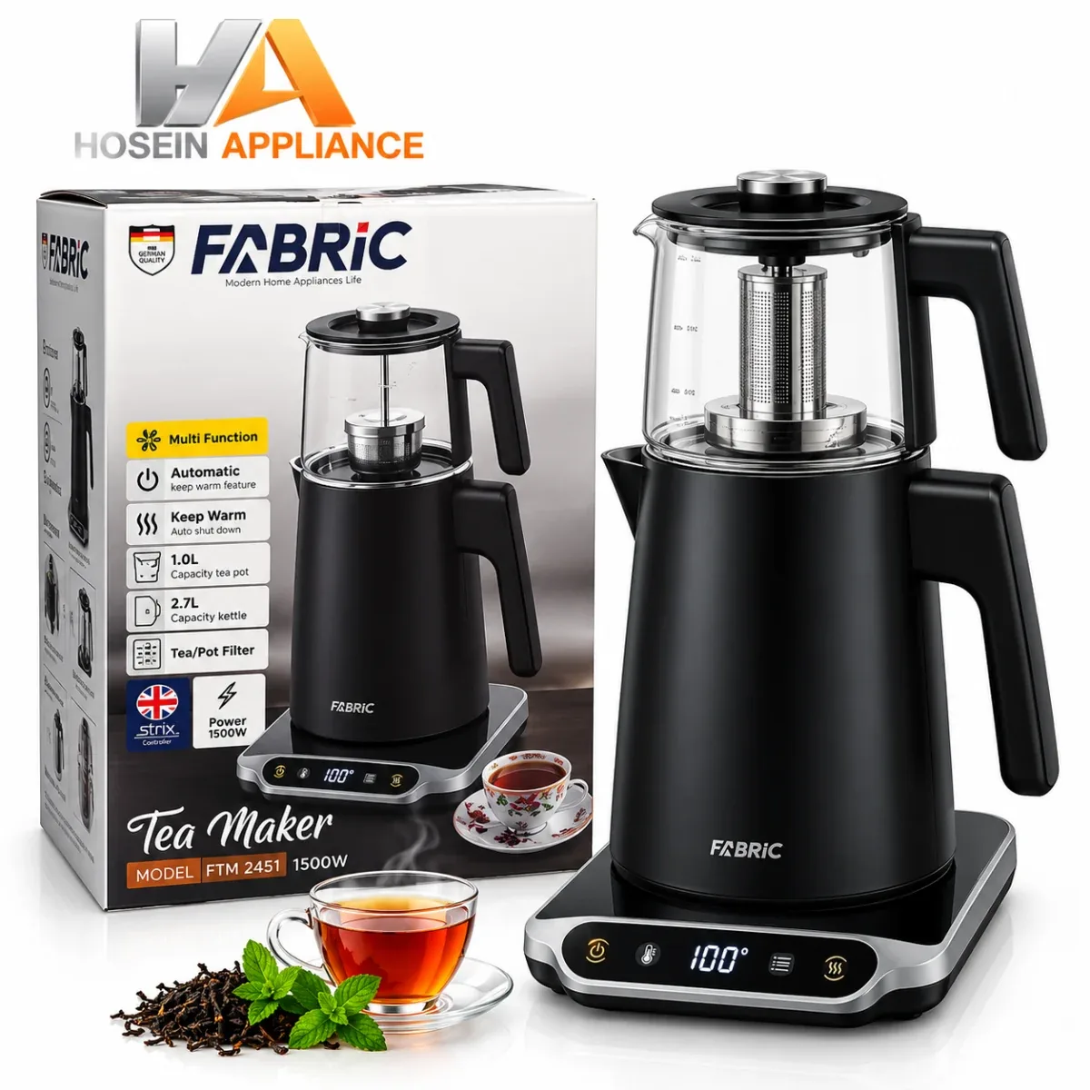 چایساز فابریک FABRIC مدل FTM 2451 استیل مشکی با توان 1500 وات