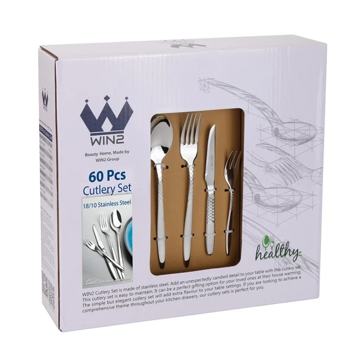 سرویس قاشق و چنگال 60 پارچه 12 نفره وینتو win 2 مدل 065 - تصویر ۳