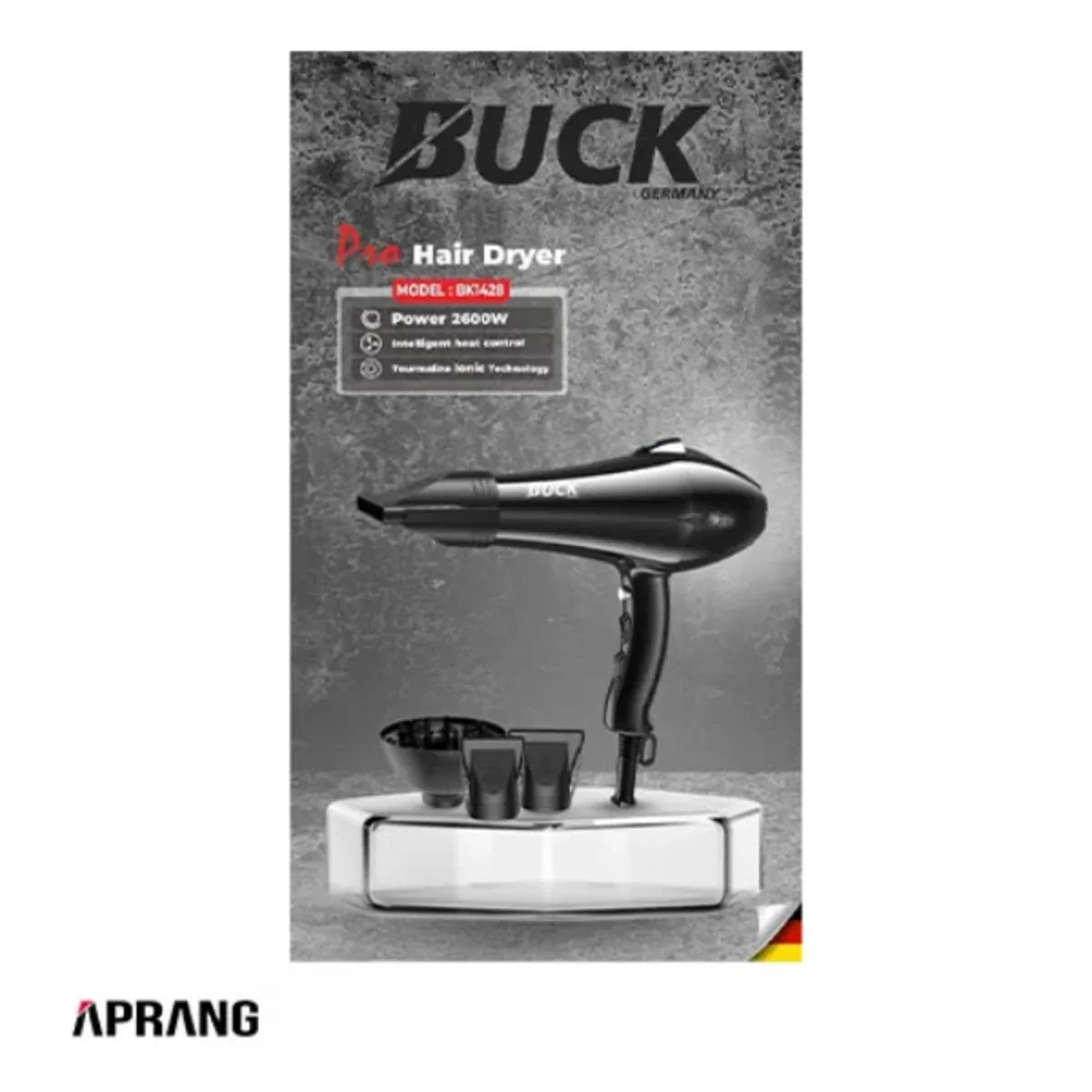 سشوار حرفه‌ای باک BUCK مدل BK-1428 توان 2600 وات با فناوری یون و باد سرد - تصویر ۲
