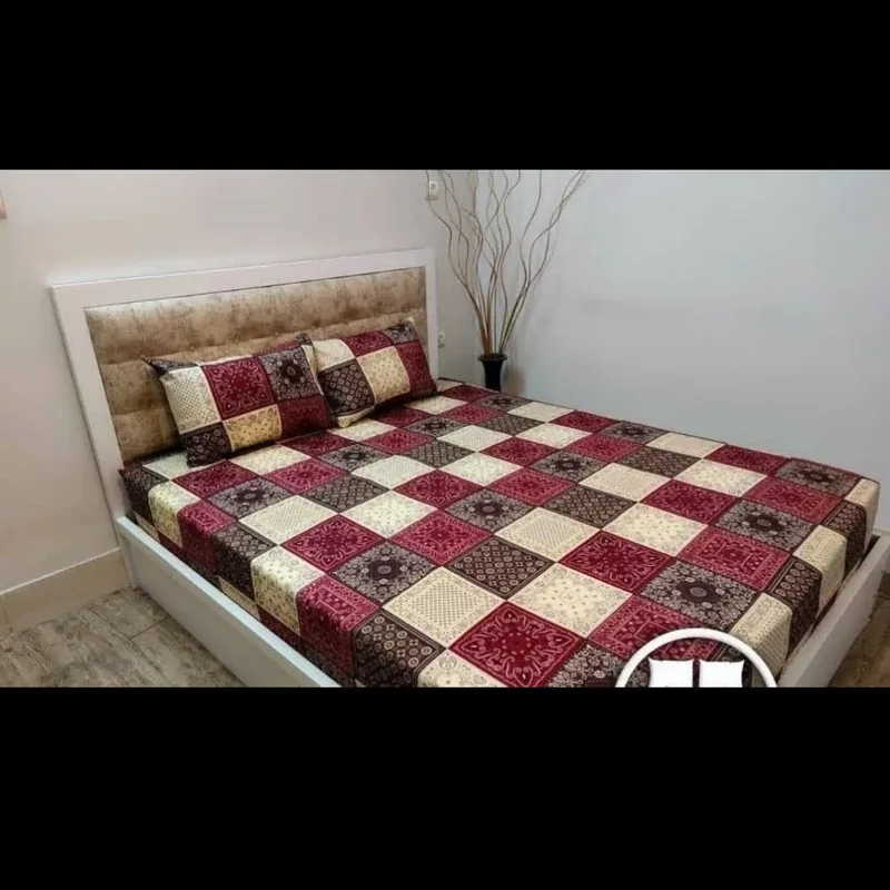 روتختی دونفره 3 تکه شامل ملحفه کشدار خوشخواب و دو عدد رو بالشتی سایز 160در200 - برای انتخاب طرح باهام تماس بگیرید - تصویر ۲
