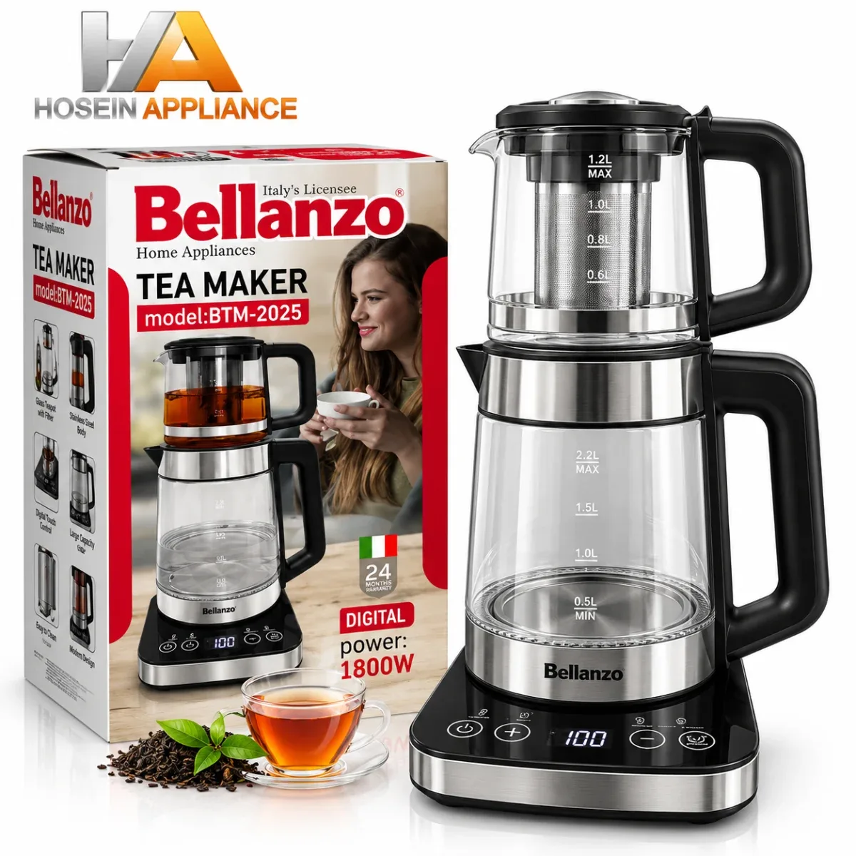 چایساز بلانزو Bellanzo مدل BTM-2025 دیجیتال با توان 1800 وات