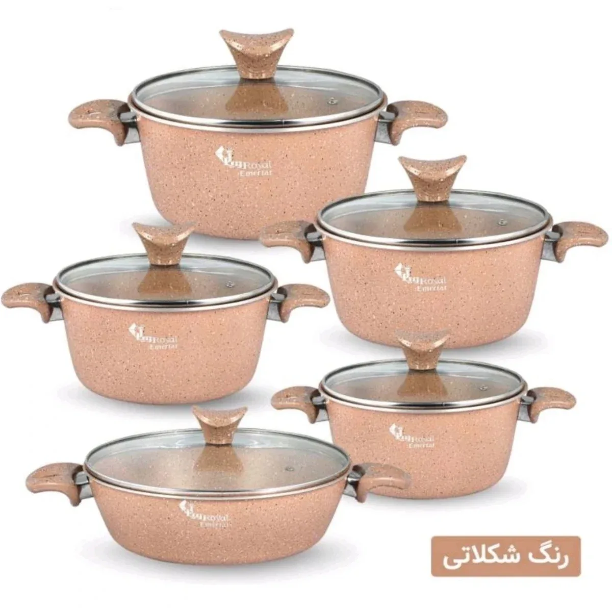 سرویس قابلمه گرانیت 10 پارچه رویال Royal مدل گلدانی دو رو گرانیت - تصویر ۲