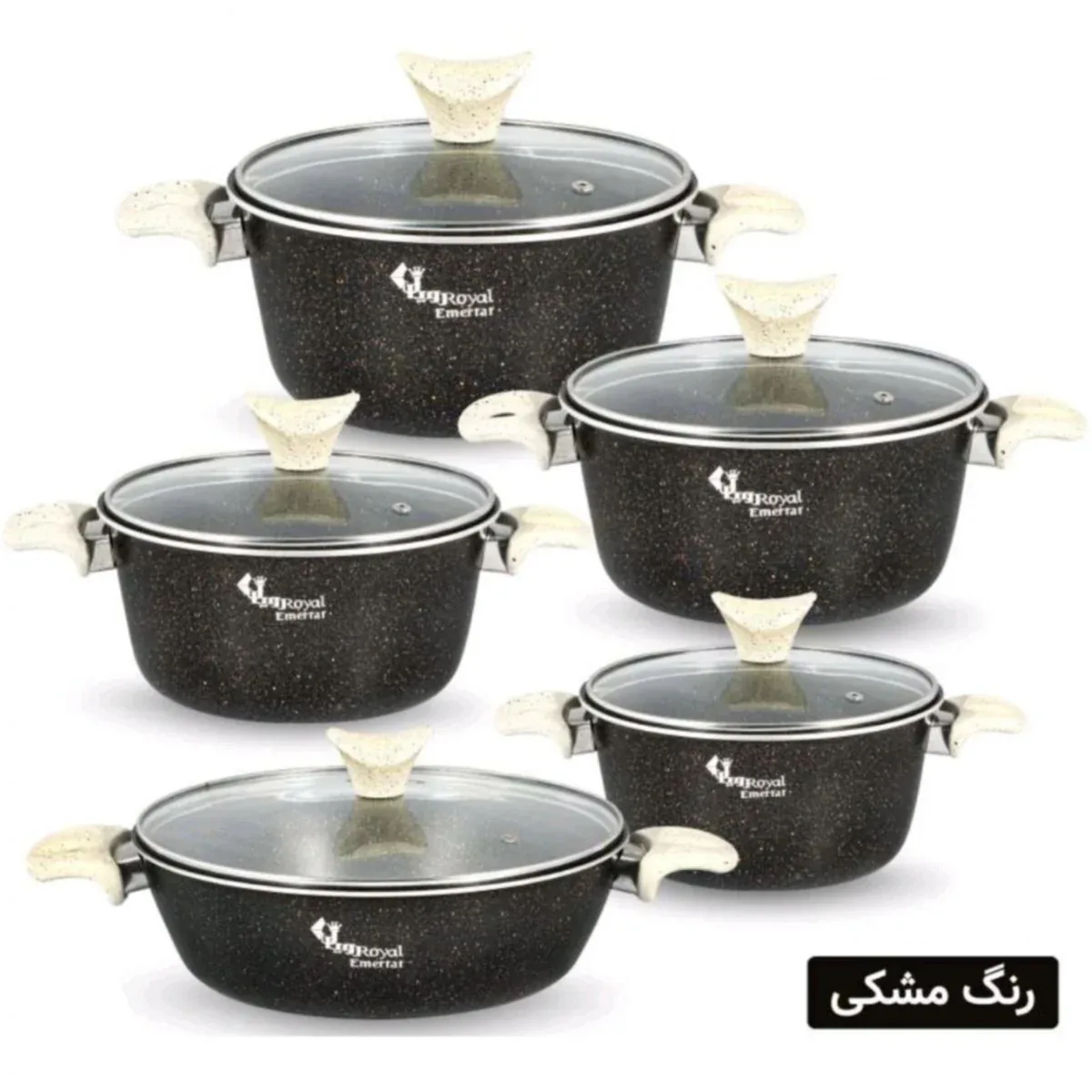 سرویس قابلمه گرانیت 10 پارچه رویال Royal مدل گلدانی دو رو گرانیت - تصویر ۳
