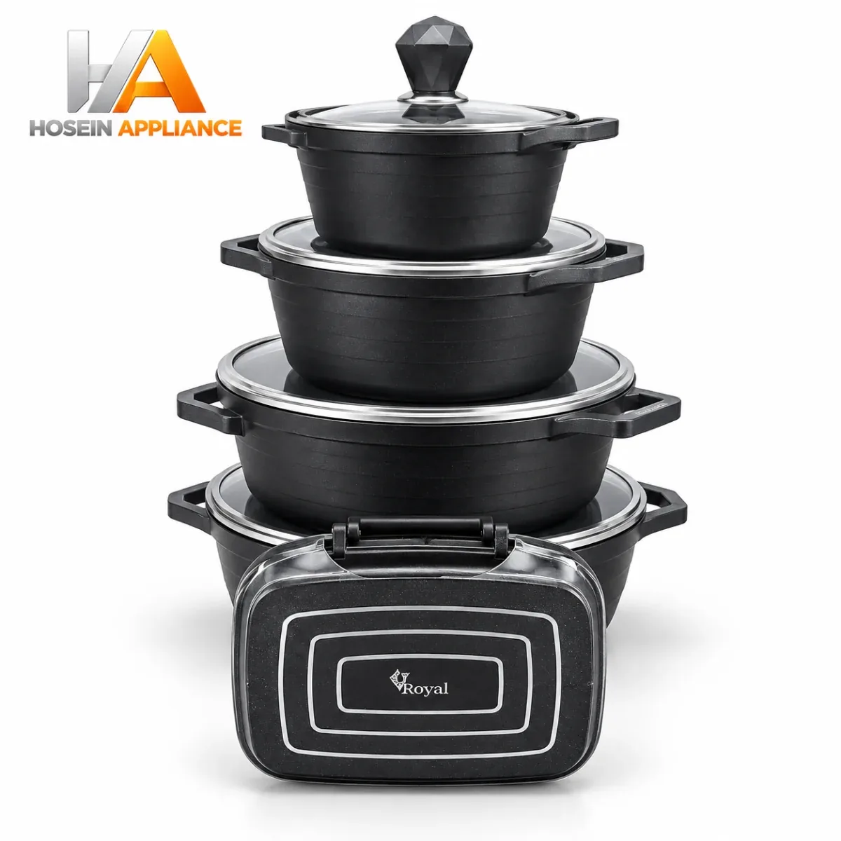 سرویس قابلمه چدن گرانیت 12 پارچه رویال Royal با تابه