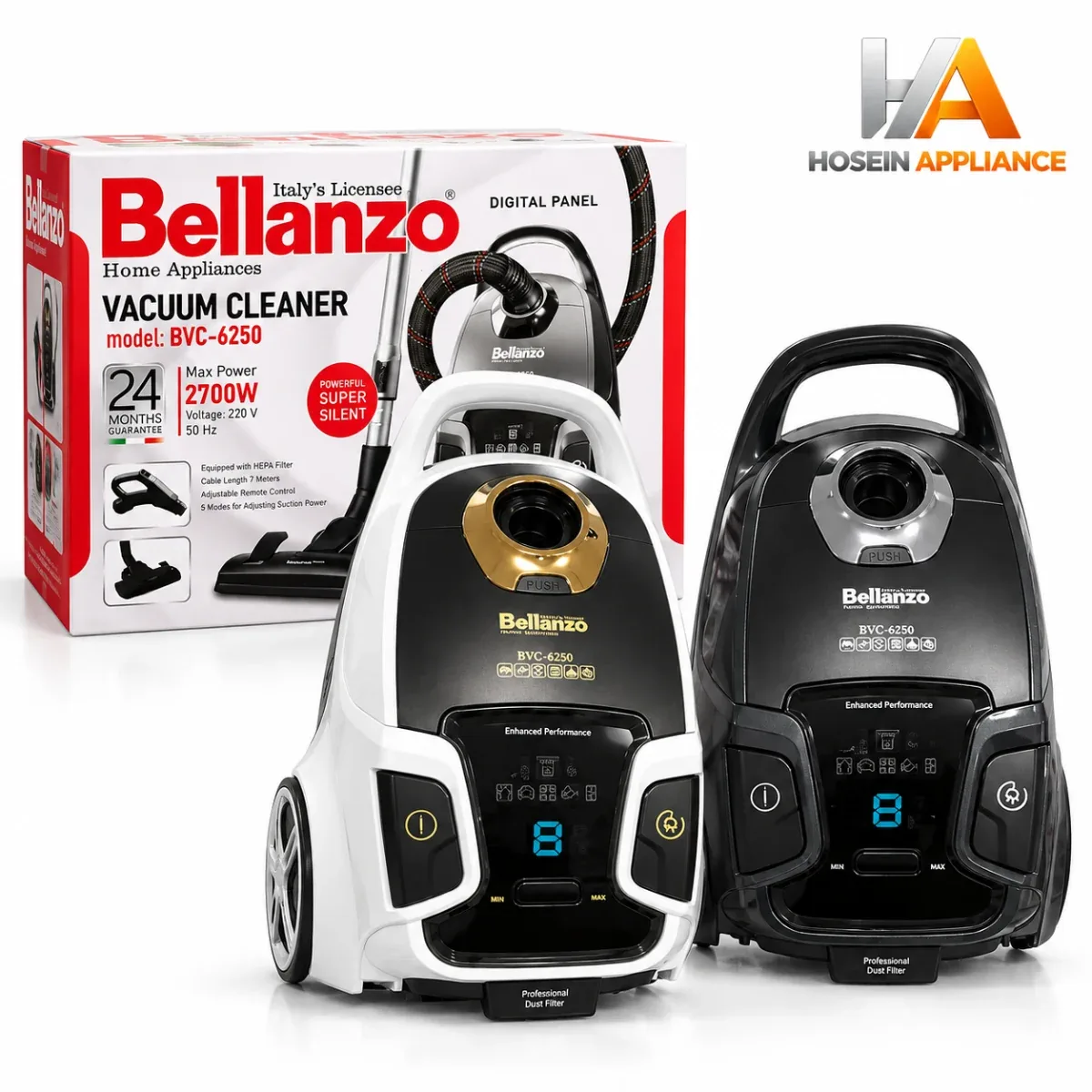 جاروبرقی بلانزو Bellanzo مدل BVC-6250 قدرت 2700 وات با صفحه دیجیتال