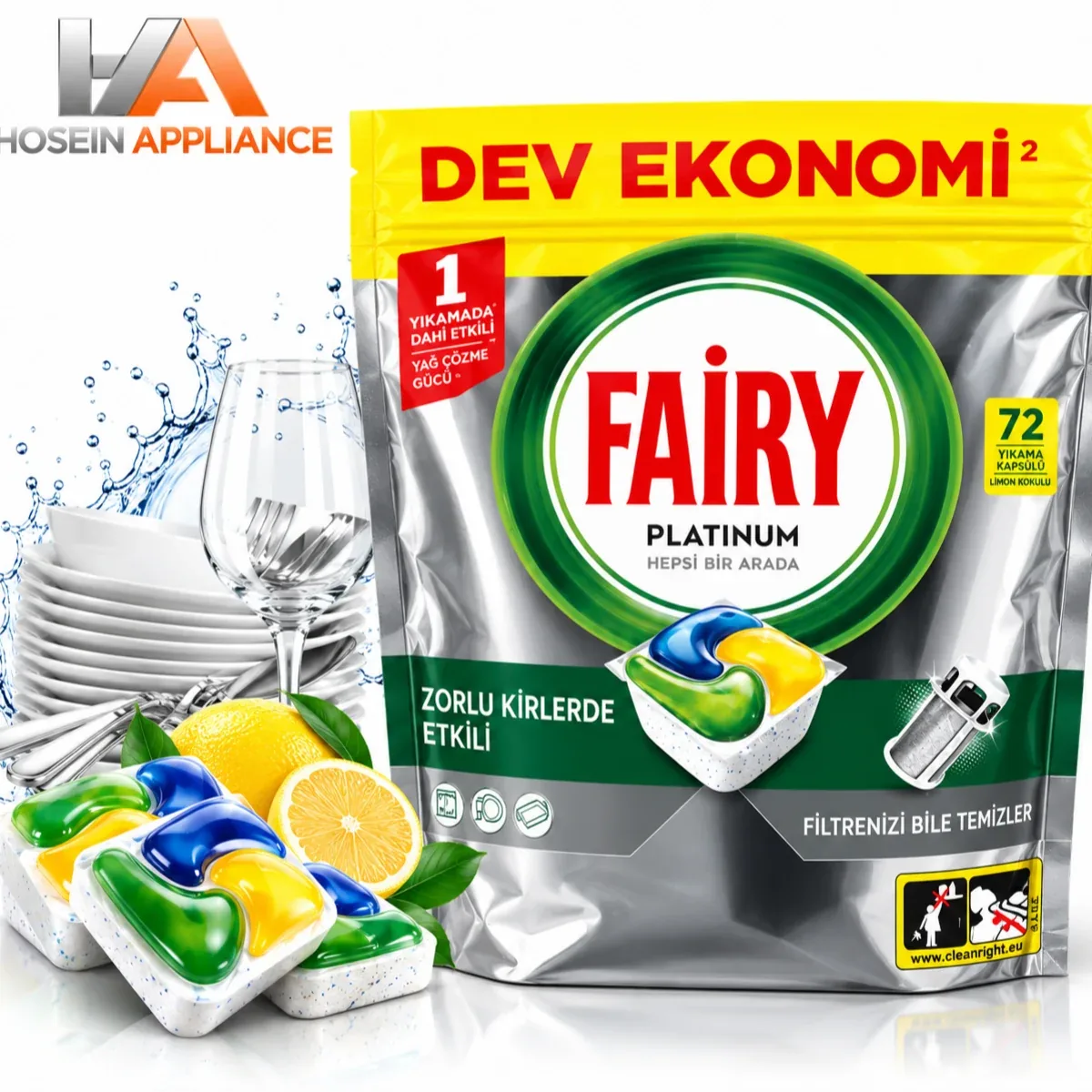 قرص ماشین فیری ظرفشویی Fairy Platinum Original (بسته 72 عددی)