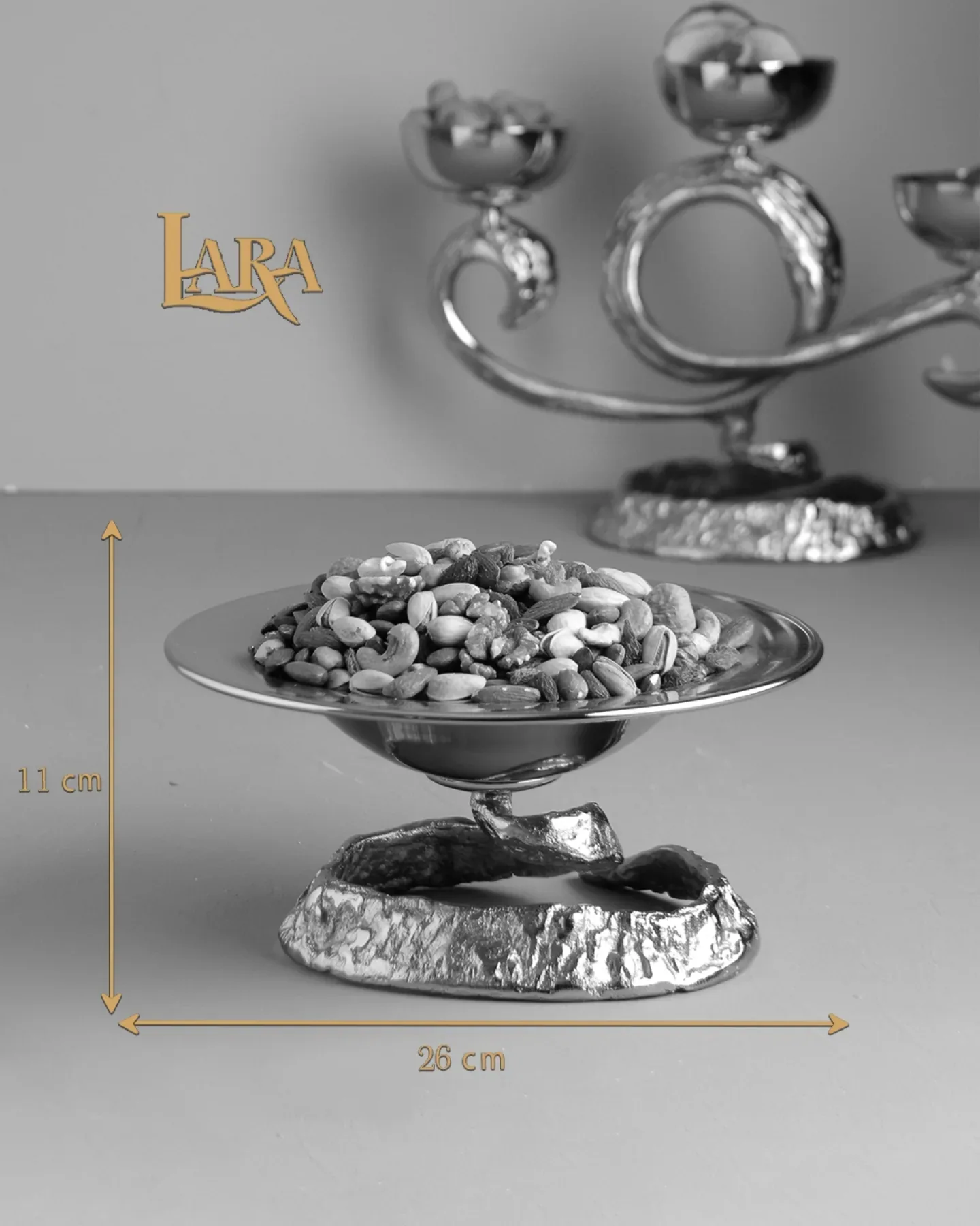 سرویس پذیرایی پایه‌دار مدرن دریا لارا ۵ تکه نقره‌ای(سیلور) و زیتونی - تصویر ۸
