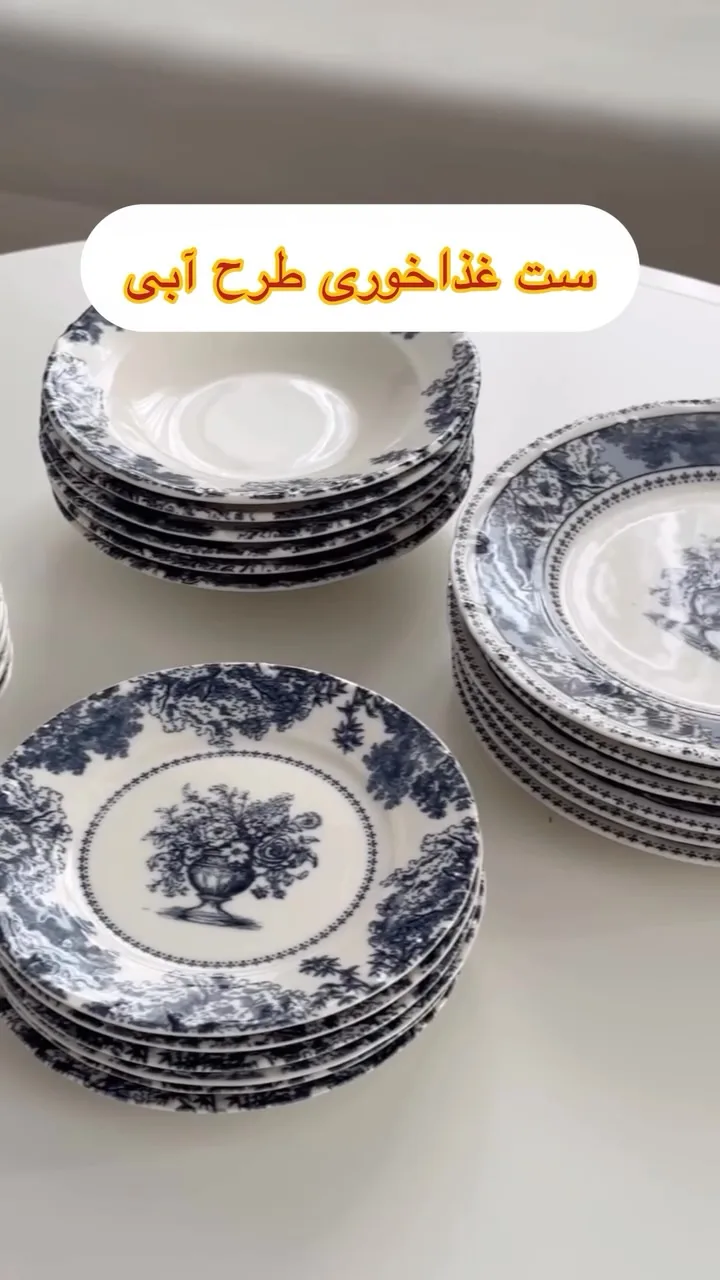 ست غذاخوری چینی پرسلن طرح آبی ۲۴ پارچه - تصویر ۲