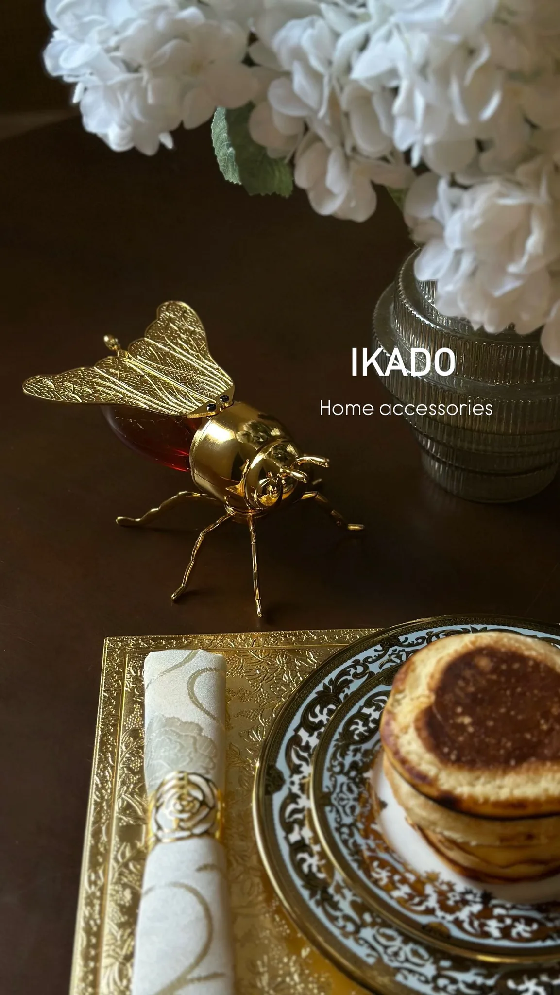 ظرف عسل زنبوری استیل و کریستال همراه قاشق - تصویر ۳