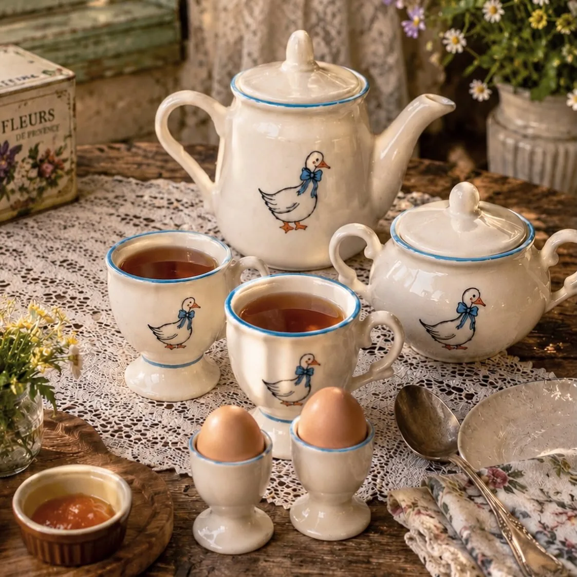 ست صبحانه‌خوری سرامیکی نوستالژیک طرح اردک