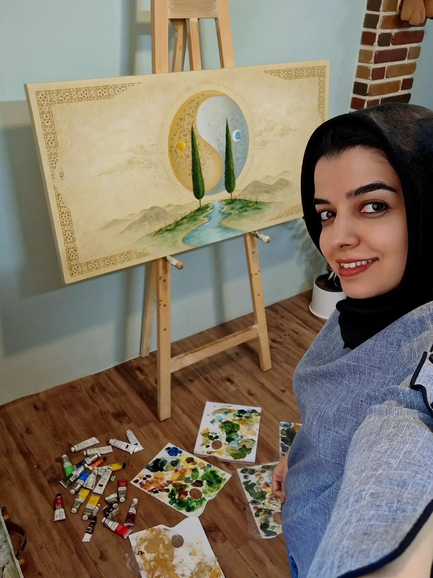تابلو رنگ روغن جریان