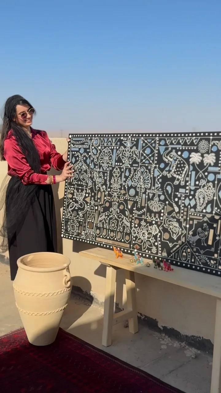 تابلو هندی دست‌ساز با آینه‌کاری