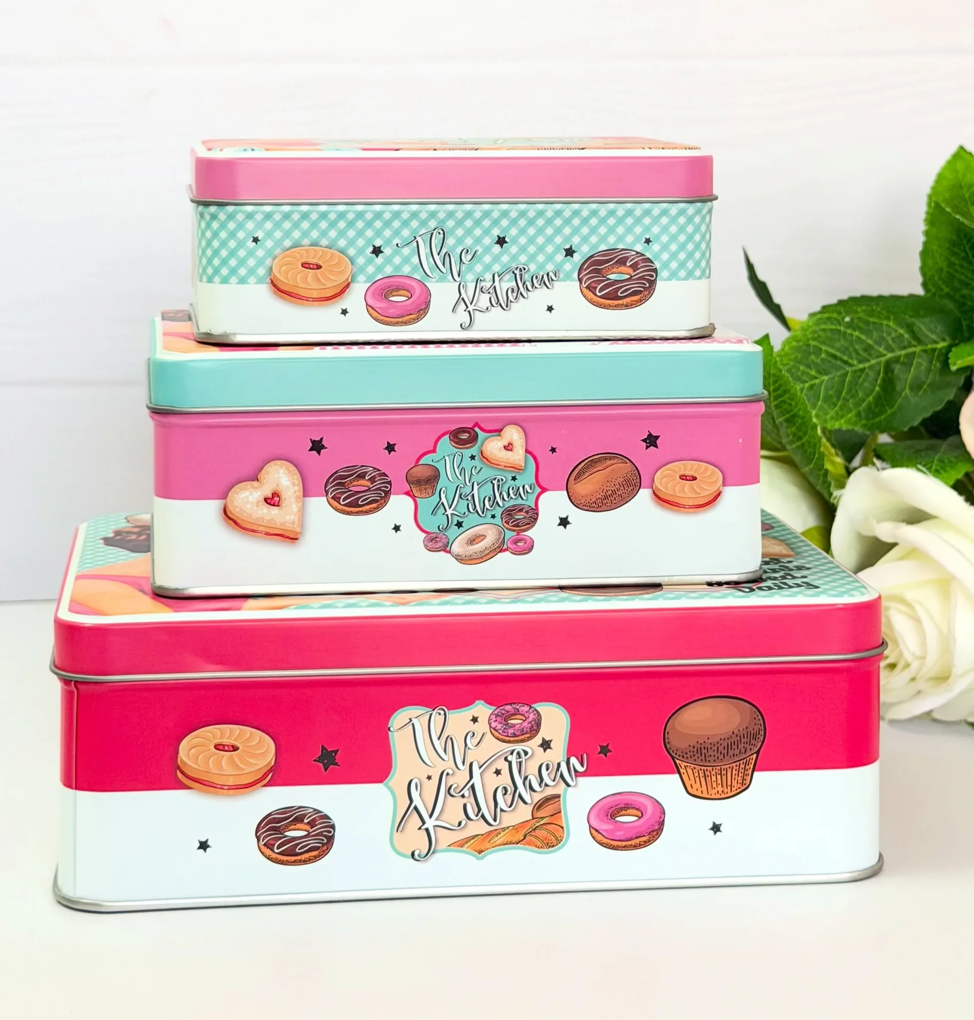 ست سه‌تایی جعبه فلزی فانتزی نگهداری خوراکی و لوازم آشپزخانه - تصویر ۴