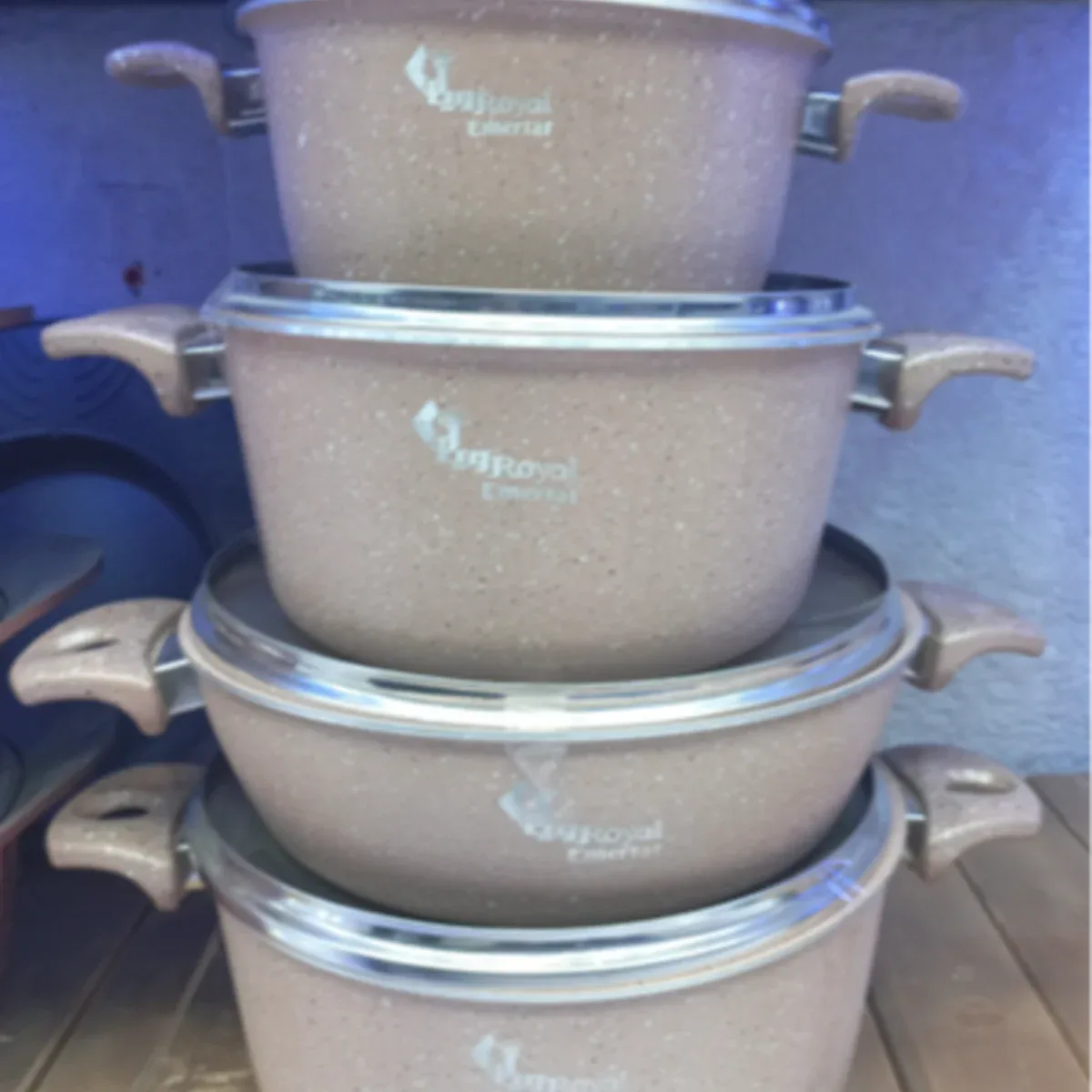 سرویس قابلمه گرانیت 10 پارچه رویال Royal مدل گلدانی دو رو گرانیت - تصویر ۴