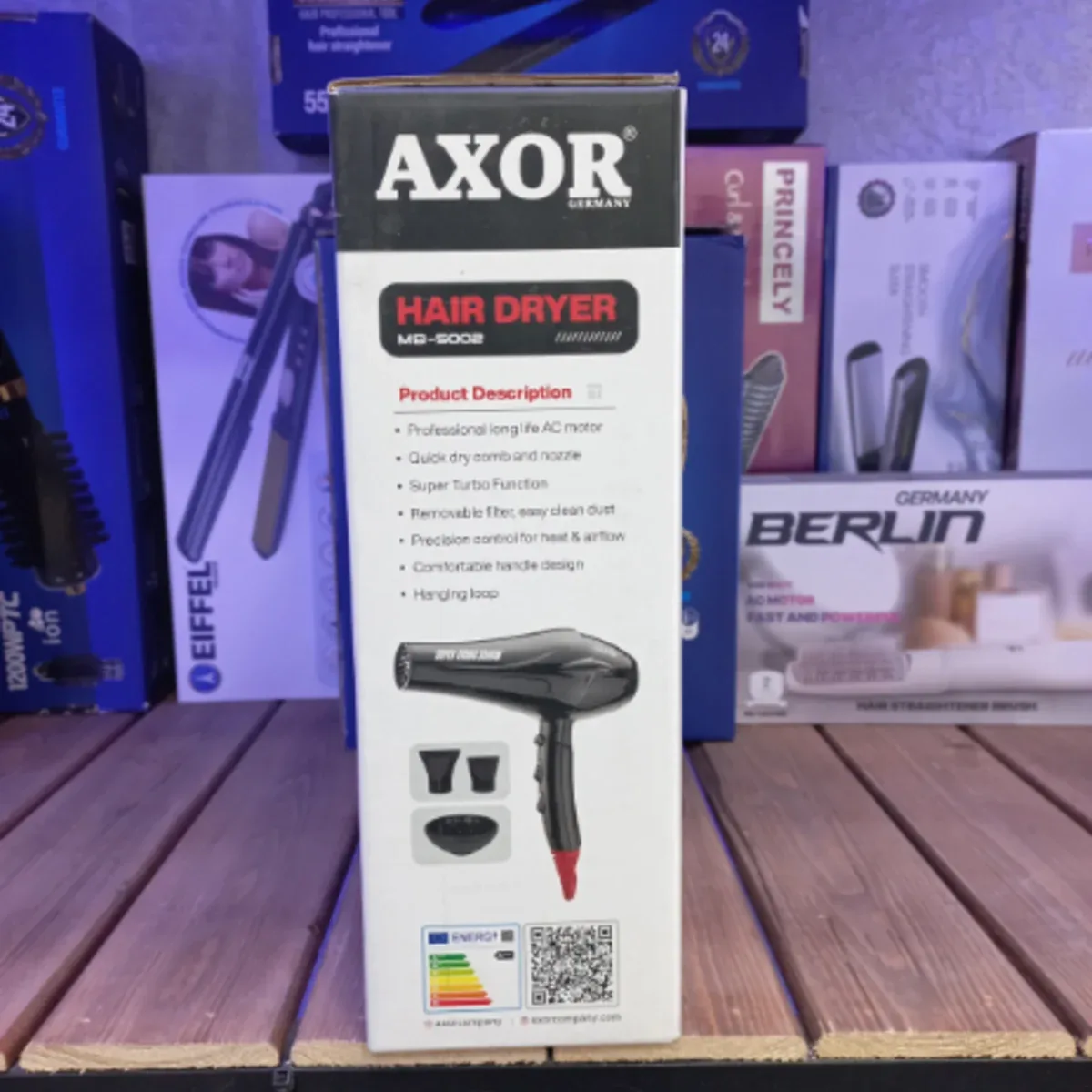 سشوار نیمه‌حرفه‌ای آکسور AXOR مدل MB-5002 توان 3000 وات با موتور AC و Super Turbo - تصویر ۵