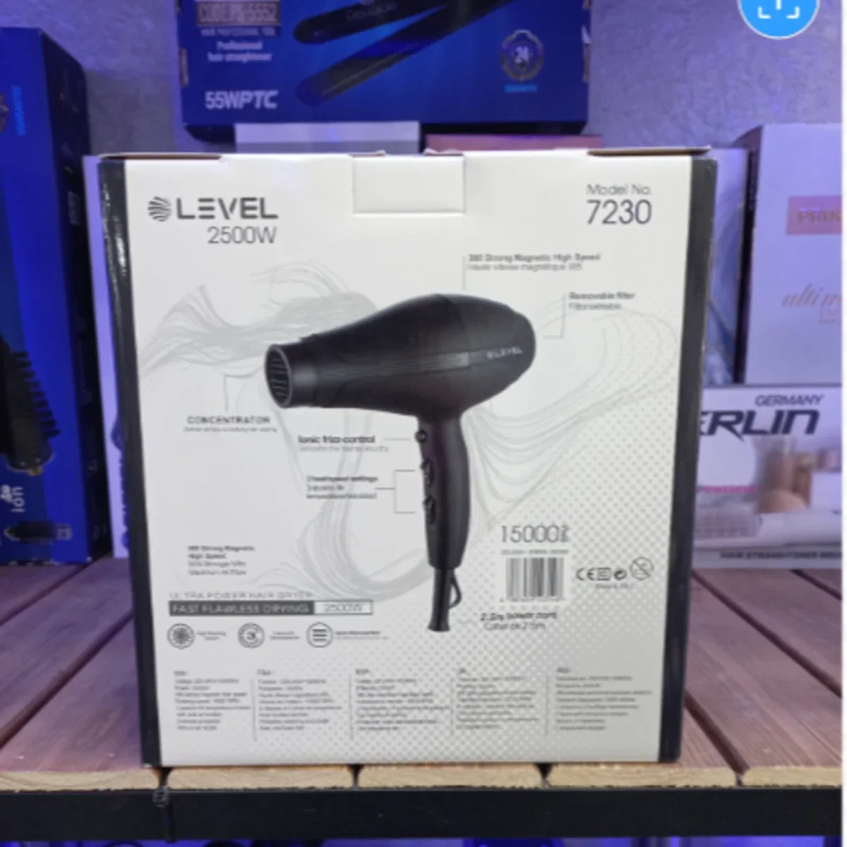 سشوار خانگی لول LEVEL مدل 7230 توان 2500 وات با موتور پرسرعت 15000 دور و فناوری یون - تصویر ۶