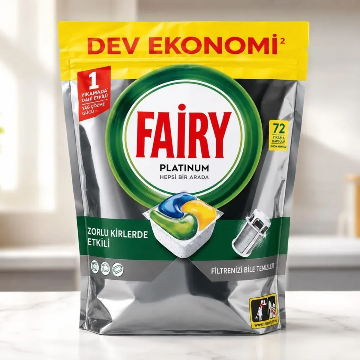 قرص ماشین فیری ظرفشویی Fairy Platinum Original (بسته 72 عددی) - تصویر ۳